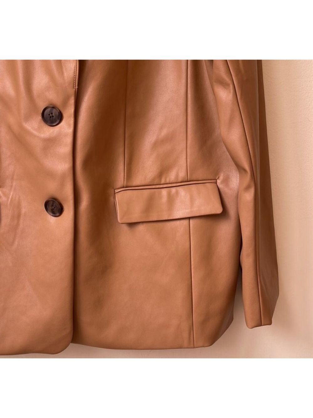 A New Day Camel Brown Faux Leather Blazer XSmall - Picture 11 of 12